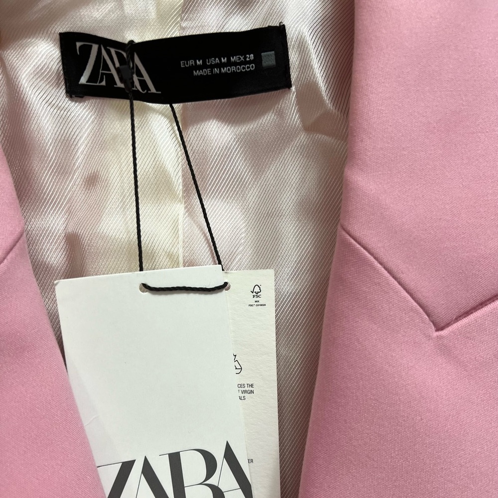 **SOLD** Zara NWT Double Breasted Tailored Blazer Pink Size M - Picture 9 of 10